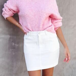 VICI Down Memory Lane Denim Mini Skirt White Small S